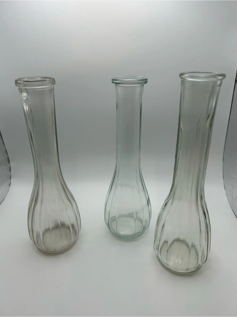 Vintage Clear Glass Bud Vases - Set of 3